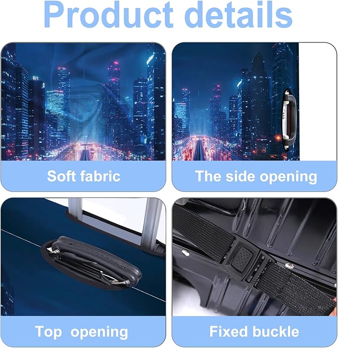 Luggage Cover Washable Suitcase Protector Anti-scratch Suitcase cover Fits 20-34 Inch Luggage (City Night, M(24-26inch suitcase))
