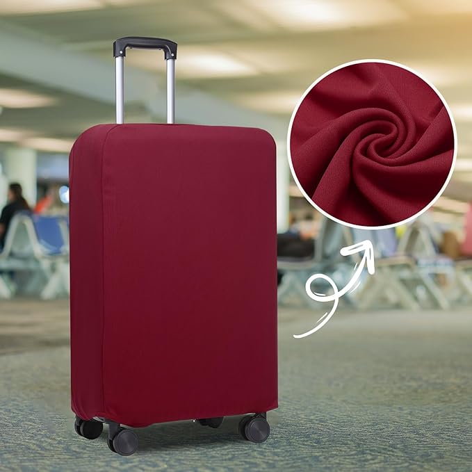 PATIKIL Luggage Cover, Suitcases Covers Elastic Carry on Cover Protector Washable Scratch-Resistant Fits 24-25 Inch Luggage for Travel Business Trips, Wine Red
