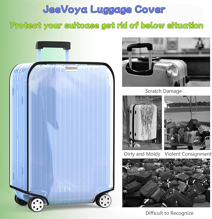 Luggage cCover Protector Clear PVC Suitcase Covers for Luggage Thick Transparent Waterproof Suitcase Protector with Large for 20"/24"/28"/30" inch