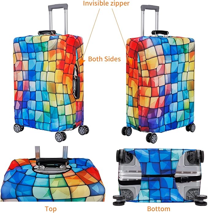 MosaiRudo Travel Luggage Covers For Suitcase Tsa Approved,Suitcase Cover Protector Fit 18-32 Inch Luggage Travel Accessories (T2481, M)