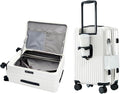 HotWay 20 Inch Expandable Carry On Luggage with Cup Holder, Hardside TSA Approved Luggage with Spinner Wheels, Top Opening Suitcase For Travel, White