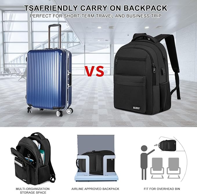 School Backpack for Teen Boys & College Students - 17.3 Inch Laptop Backpack, Ergonomic Anti-Theft Bookbag with USB Charging Port for High School, University, Black