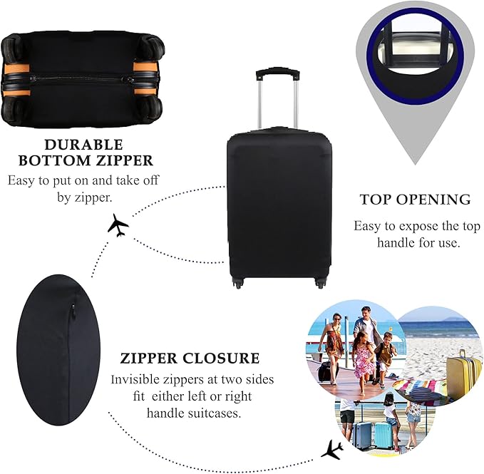 Explore Land Travel Luggage Cover Suitcase Protector Fits 23-26 Inch Case (Black, M)