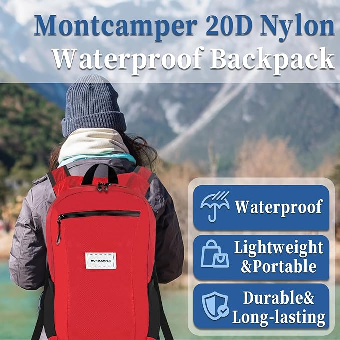 Hiking Daypack - Lightweight & Water-Resistant Portable Backpack for Travel, Camping, Outdoor Adventures(25L, red)