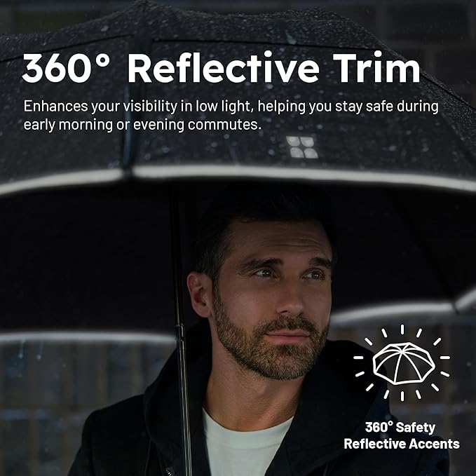 Weatherman Premium Collapsible Travel Umbrella - Windproof, Compact, Easy Auto Open - Resists Up to 55 MPH Winds - Perfect for Rain, Wind, Backpack, Car - Folding Umbrella (Navy Blue)