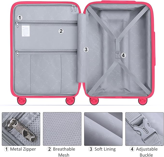28 Inch Luggage with Spinner Wheels, Large Hard Shell Suitcase, Lightweight PP Luggages with TSA Lock, Checked-Large Suitcases 28-Inch, Red