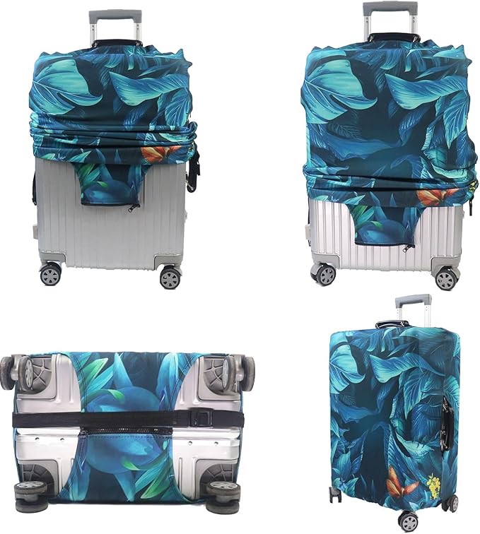 MosaiRudo Thicker Luggage Cover Elastic Suitcase Cover Protector Fits 18-32 Inch Suitcase Travel Accessories (Rainforest, XL)