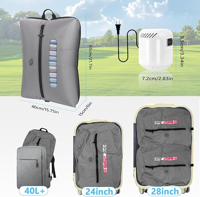 2025 Vacuum Bags for Travel with See-Through Window & 5KPa Pump Space Saver Vacuum Seal Bags for Clothing Travel IP67 Reusable Packing Organizers for Luggage, Backpack, Suitcase Grey 2PC+Pump