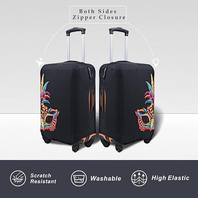 Explore Land Travel Luggage Cover Suitcase Protector Fits 23-26 Inch Case (Carnival, M)