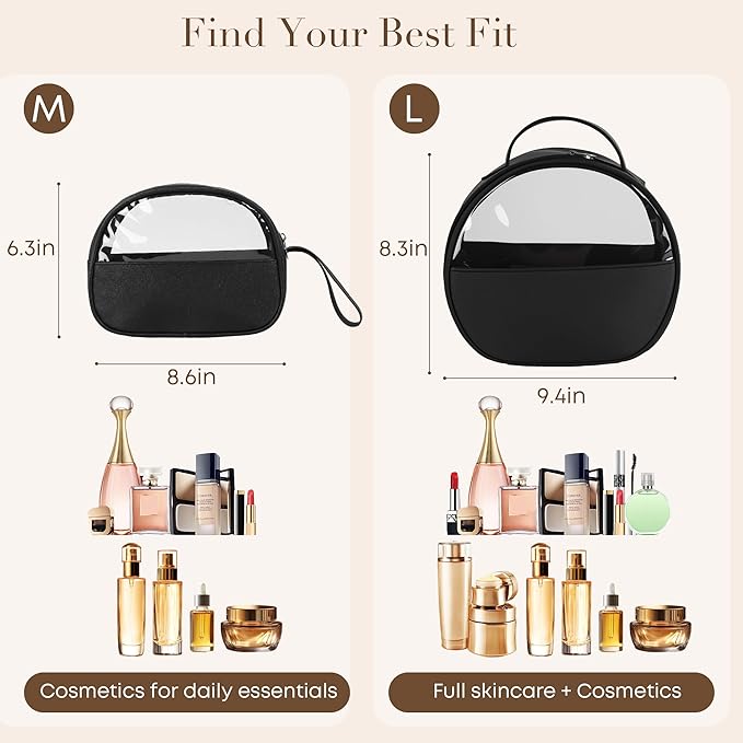 Clear Toiletry Bag, Travel Makeup Bag, Large Transparent Cosmetic Bag with Zipper，Organize Cosmetics & Skincare Essentials (Large)