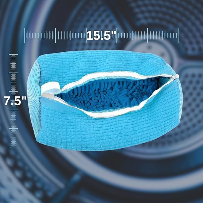 Shoe Cleaning Bag,Shoe Washing Bag For Washing Machine,Laundry Bag For Shoes,Fluffy Fibers 360° Wrap-Around Cleaning,Reusable Washer Shoe Bag, Ensure Deep Cleaning of The Shoes(Blue 2 pcs)