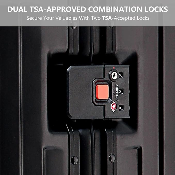 YYW Aluminum Carry-On Luggage Airline Approved Lightweight Suitcase with TSA Lock and Silent Wheels, Hardshell Spinner Business Travel (Black, 20in)