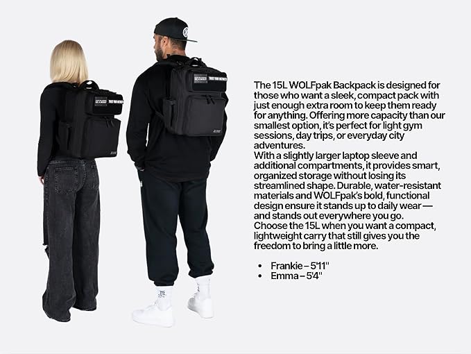 WOLFpak 15L Backpack - Nightshade - Slim Everyday Carry Backpack for Men & Women, Water-Resistant Minimalist Daypack for Laptop & Travel