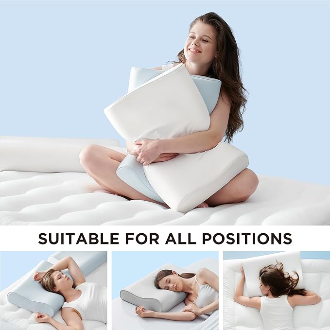 Bedsure Cervical Neck Support Pillow for Sleeping, Ergonomic Odorless Memory Foam Cervical Contour Orthopedic Pillow for Neck Pain Relief, for Side, Back, Stomach Sleeper