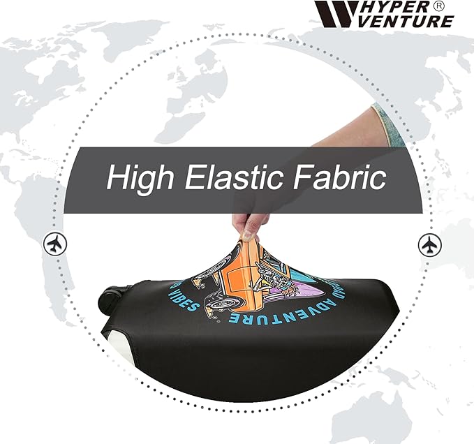 HYPER VENTURE Washable Luggage Cover - Fashion Suitcase Protector Fits 18-22 Inch Luggage (Road Adventure, S)