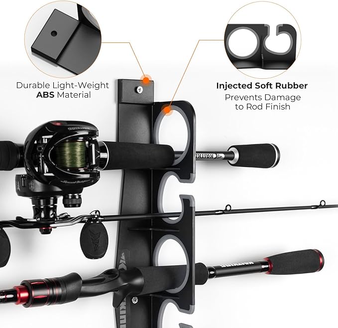 KastKing SafeGuard Fishing Rod Holder for Garage, Wall or Ceiling Mounted Fishing Rod Rack Storage Organizer, Fishing Pole Holder Holds 12 Rods or Combos in Less Than 36 Inches