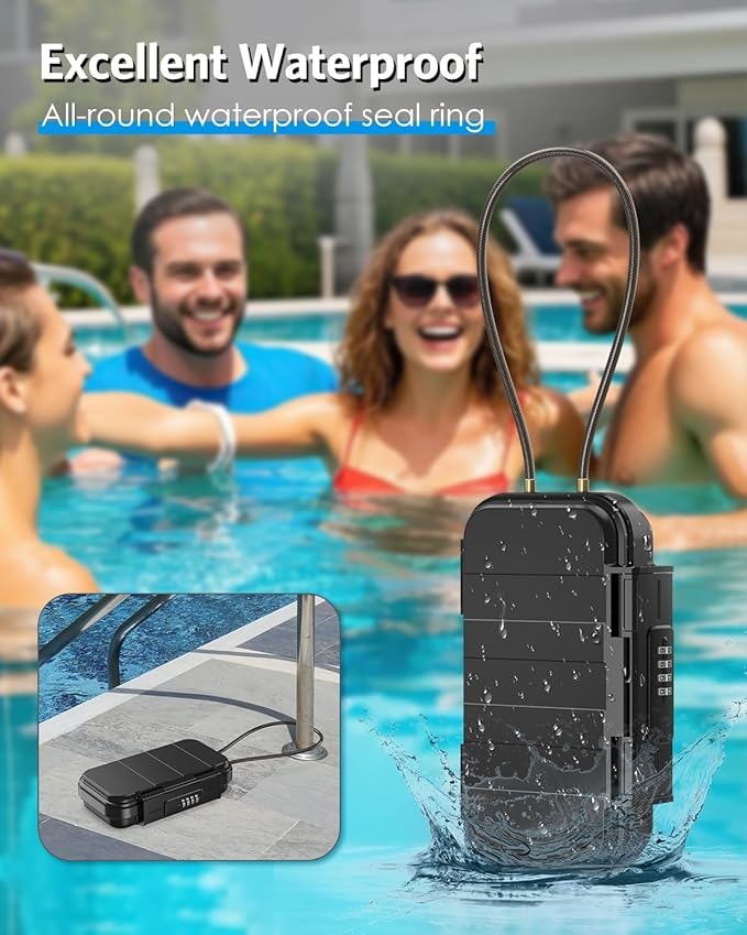 AMIR Portable Safe Box, Combination Security Case LockBox with Code, Waterproof Anti-Theft Mini Travel Safe Box with Removable Chain, Portable Lock Box for Home, Office, Christmas
