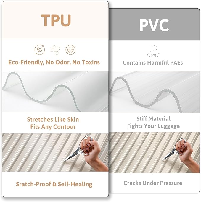 OrgaWise Clear Luggage Cover, For Suitcase Tsa Approved Transparent TPU Suitcase Cover Protector Fit 26-28 Inch Luggage