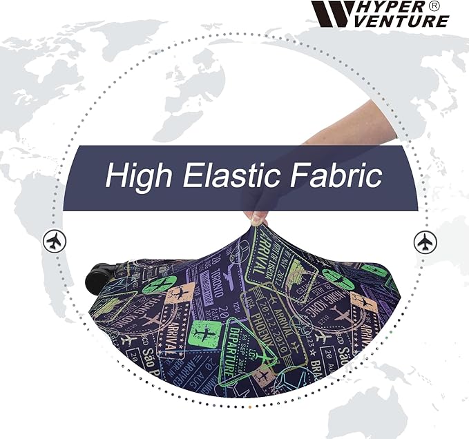 HYPER VENTURE Washable Luggage Cover - Fashion Suitcase Protector Fits 23-26 Inch Luggage (Urban Passport, M)