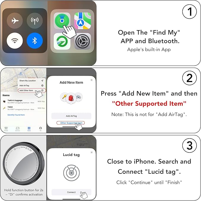 2025 New [Apple MFi Certified] (iOS Only) Air Tracker Tags-3 Pack, Bluetooth Tracker for Apple Find My, Replaceable Battery, Key Finder and Item Locator Smart Tag for Keys, Bags, Luggage, Pets, Black
