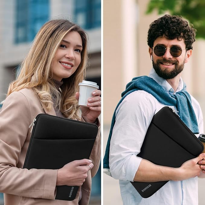 RAINYEAR Laptop Sleeve Case with Front Pocket, 13.3 Inch Protective Portable Case Briefcase Laptop Bag Cover Compatible with MacBook Air/Pro 13-13.3 inch, MacBook Pro/Max 14 inch, Black