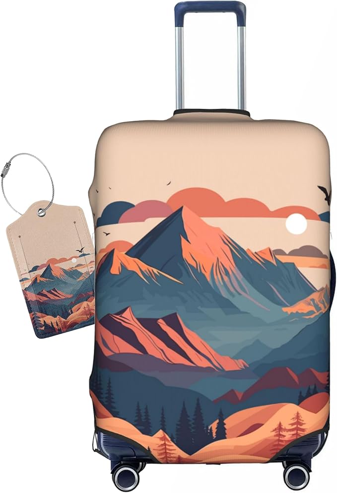 Sunset Mountain Scenery Luggage Cover Washable Suitcase Protector, Luggage Tag Travel Birthday Gifts For Men Women(XL 29-32 Inch Luggage)