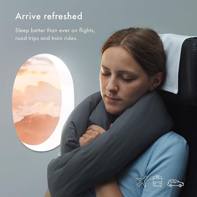 Huzi Infinity Pillow - Travel Neck Pillow - Versatile Soft 360 Support Scarf - Machine Washable - Home Travel Flight Road Trips Airplane Sleeping (Ochre Yellow)