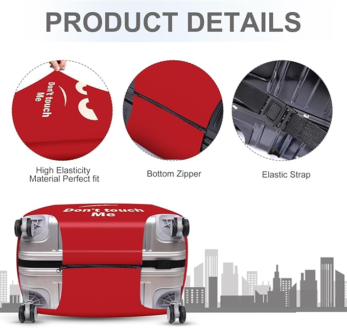 ANNA QUEEN Funny Luggage Cover, Don't Touch Me Red Face Design, Stretchable, Washable Travel Protector for 24-26 Inch Luggage