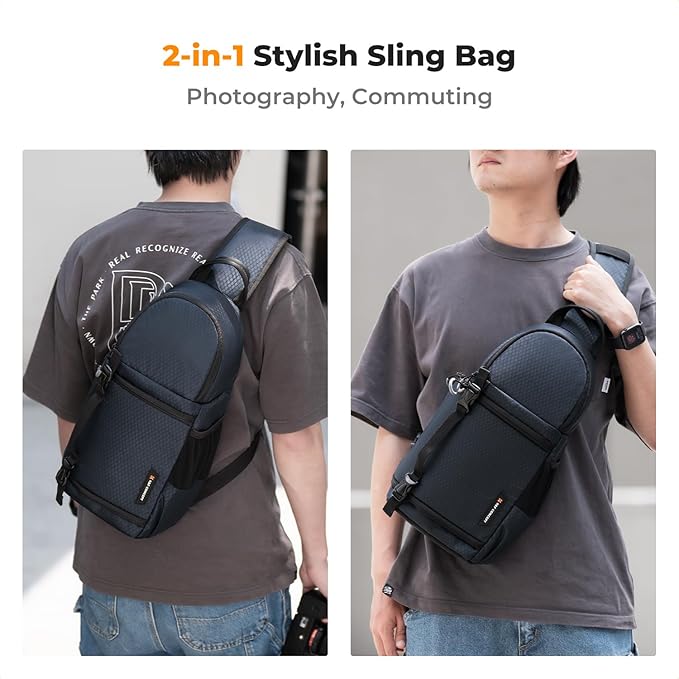 K&F Concept Camera Sling Bag Crossbody Bag Camera Shoulder Backpack DSLR/SLR/Mirrorless Photography Bags Compatible with Canon/Nikon/Sony/Fuji/Gopro/DJI