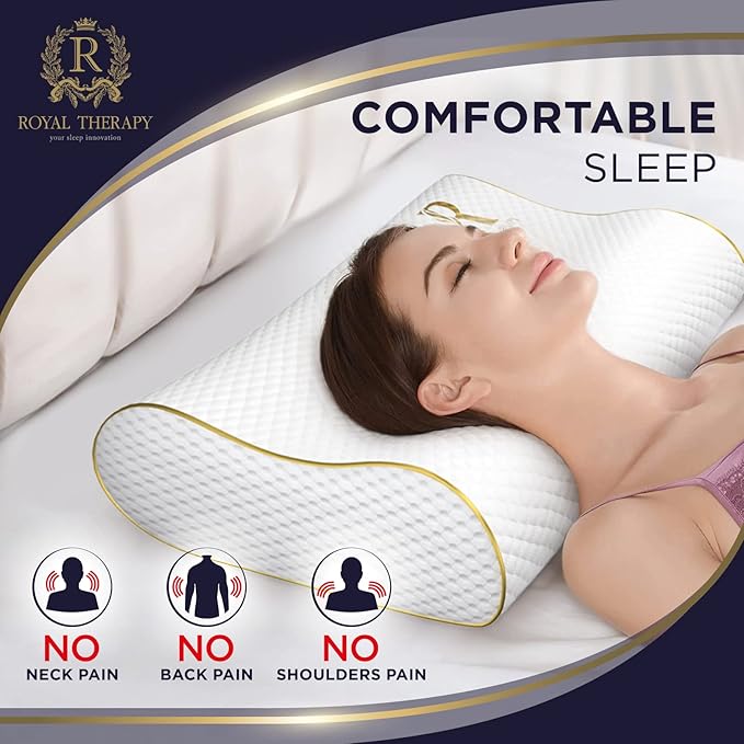 Royal Therapy King Memory Foam Pillow – Ergonomic Cervical Pillow for Neck and Shoulder Pain – Medium Firm Contour Pillow for Side, Back, and Stomach Sleepers – CertiPUR-US Certified