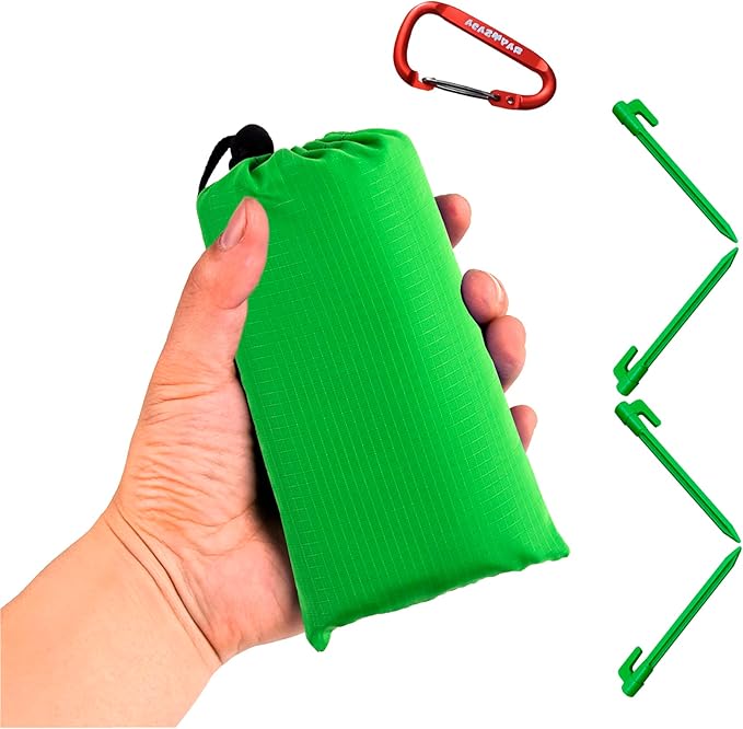Waterproof Camping Tarp, Ultralight Tent Footprint Backpacking Tarp for Camping, Hiking and Outdoor Activities (Green)