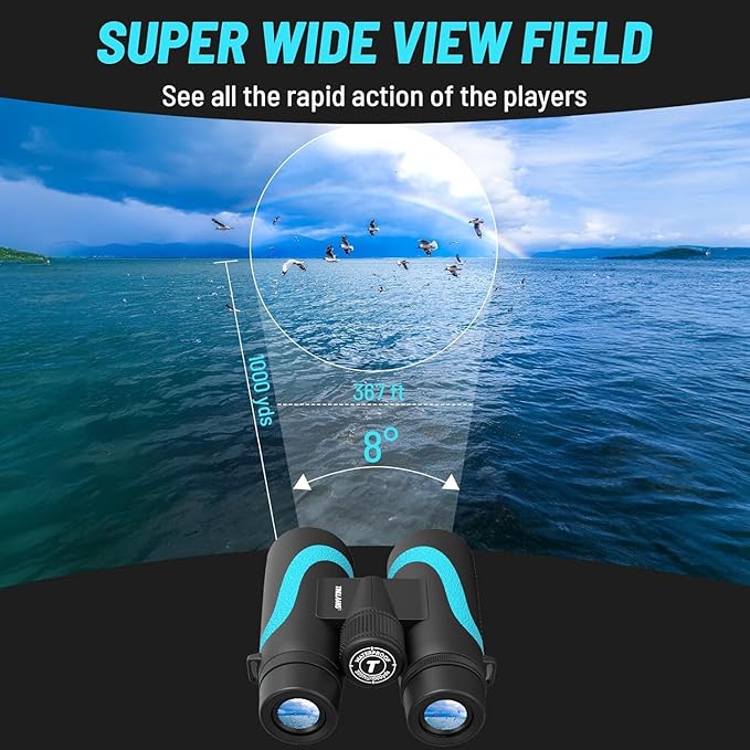 15x55 HD Binoculars for Adults – High Powered Large View, BAK4 Prism, Waterproof & Lightweight for Bird Watching, Hiking, Travel, Cruise, Sports with Phone Adapter (Blue)