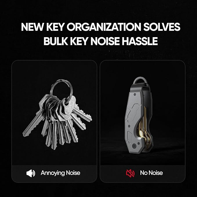 Zeeker Compact Key Organizer Keychain with Built-in Tools – Holds 1-6 Keys, Includes Bottle Opener, Hex Wrench, and Serrated Cutter – Minimalist Key Holder for Men and Women (Grey)