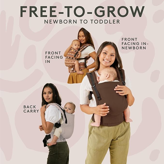 Baby Tula Cotton Free-to-Grow Baby Carrier - Adjustable, Comfortable, Newborn to Toddler Carrier - Ergonomic Fit for 7lbs to 45lbs - Back & Front Carry Options - Play (Yellow/Hearts)