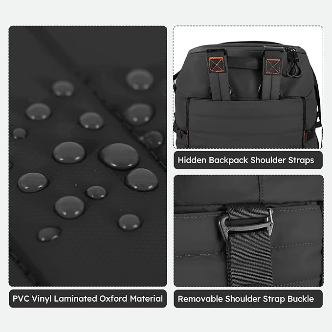 86L 30” Folding Duffle Backpack with 2 Wheels,Travel Bag with Separate Shoe Compartment,Black