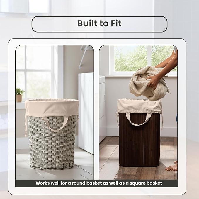 LFH Home Large Premium 100% Cotton Canvas Laundry Bag with Drawstring and Handles Heavy Duty, Multi-Use, and Washable for Home, Travel, College or Storage 20x30 (Pack of 2)-Natural Thanks Giving
