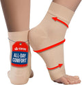 KEMFORD Ankle Compression Sleeve - 2-Pack, Plantar Fasciitis Braces - Open Toe Compression Socks for Swelling, Sprain, Neuropathy, Foot Arch Support for Men and Women - 20-30mmhg, M, Beige