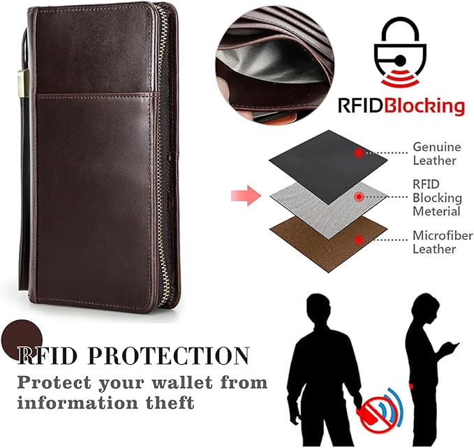 Top Grain Leather Travel Passport Wallet Holder for Man & Woman, Handmade with Three-Layer for 4 Passports & Multi Cards, RFID Blocking Large Capacity for Cards/Passports/Tickets, Blue
