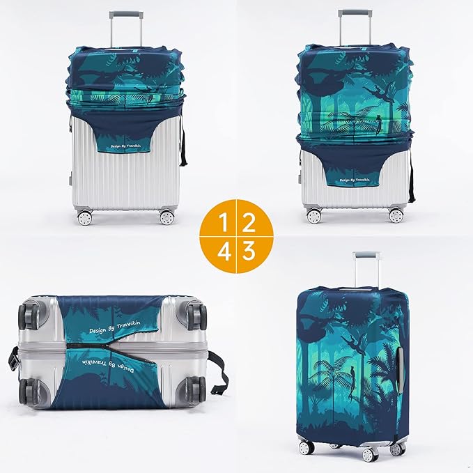 Travelkin Luggage Cover Washable Suitcase Cover Suitcase Protector Anti-scratch Suitcase cover Fits 18-32 Inch Luggage(L for 26-28 Inch Luggage)