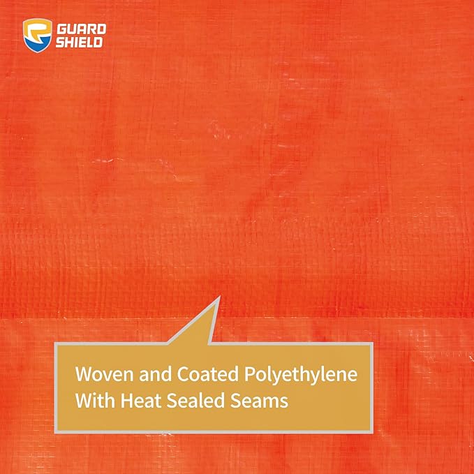 GUARD SHIELD Orange Tarp 12x12 Feet Tarps High Visibility Outdoor Poly Cover Lightweight 6mil