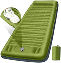 Camping Sleeping Pad, Extra Thick 5 Inch Camping Mat with Pillow Built-in Foot Pump Inflatable Sleeping Pads Compact for Camping Backpacking Hiking Traveling Tent（Military Yellow）