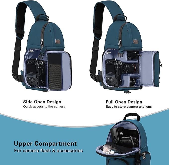 MOSISO Camera Sling Bag, DSLR/SLR/Mirrorless Camera Backpack Case Shockproof Photography Backpack with Tripod Holder & Removable Modular Inserts Compatible with Canon/Nikon/Sony/Fuji
