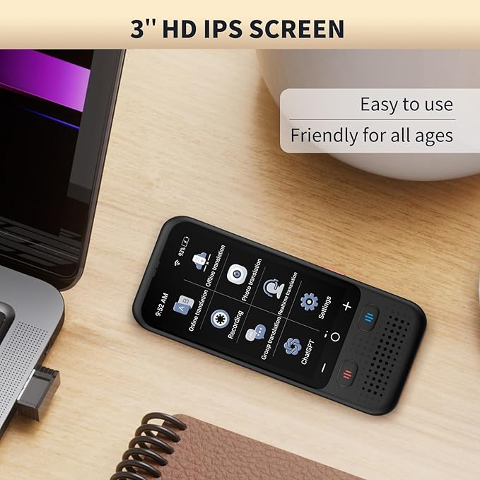 Language Translator Device, Upgraded ChatGpt AI Translator No WiFi Needed, 138 Languages Two Way Real-Time Voice Translation, Offline&Recording&Photo Translation for Travel Business Learning