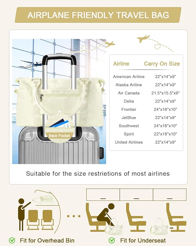 Initial Travel Duffel Bag Sports Gym Bag for Kids Teen Birthday Gifts,Beige Personalized Weekender Bag Carry On Dance Bags for Women Men,Waterproof Monogram Overnight Bag with Trolley Sleeve(Letter J)