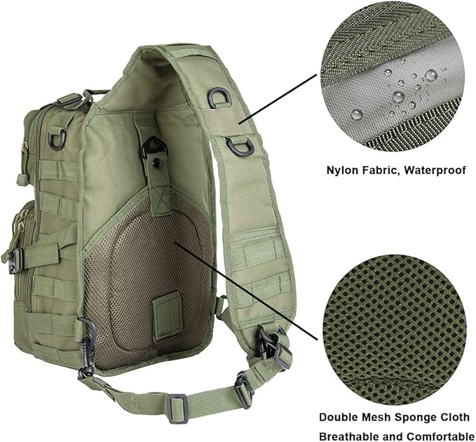 hopopower Tactical Sling Bag Pack Military Rover Shoulder Backpack EDC Assault Range Bag, Water-Resistant