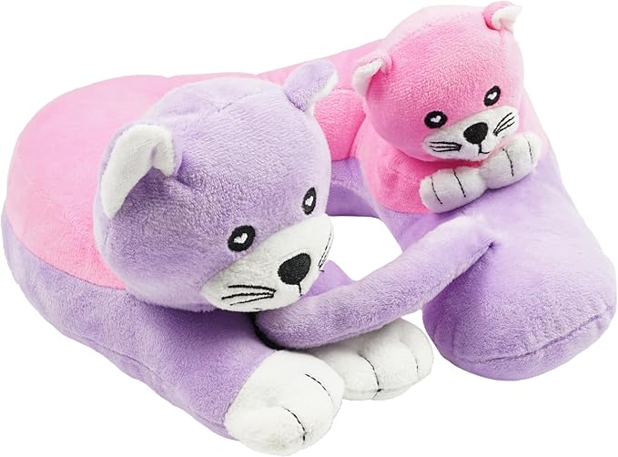Cabeau Airplane Travel Pillow for Kids – Evolution Kids – Neck Support for Sleeping on Airplanes, Trains, and Cars – Cute, Cozy, and Cuddly Animal Pal for On-The-Go Journeys (Kittens)