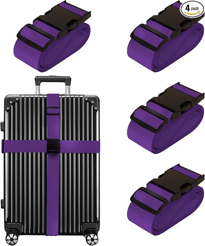 Luggage Straps for Suitcases TSA Approved Travel Belt 4 Pack by Chelmon