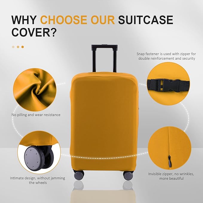 Travel Luggage Cover Suitcase Protector Scratch-Resistant Fit 19-31 Inch Suitcase, Not Included Suitcase (Yellow, L(26-27 inch))