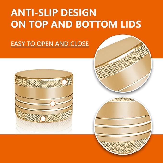 Small Pill Box, Portable Daily Box, Aluminium Alloy Round Container for Pills, Pocket Case (Gold)