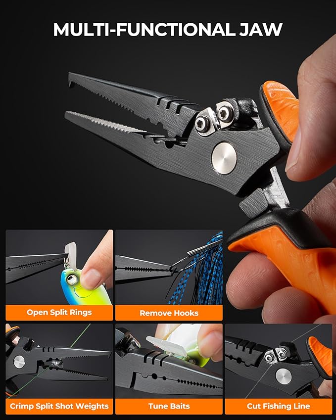 KastKing SteelStream Fishing Tool Set, Fishing Gear - Corrosion Resistant Fishing Pliers, Fillet Knife, Fishing Scissors, Fish Lip Gripper, Multi-Functional Jaw, Fishing Gifts for Men